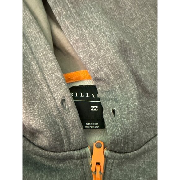 Billabong Mens Gray Hooded Full-Zip Jacket With Orange Accents Lightweight Polye - Picture 10 of 10